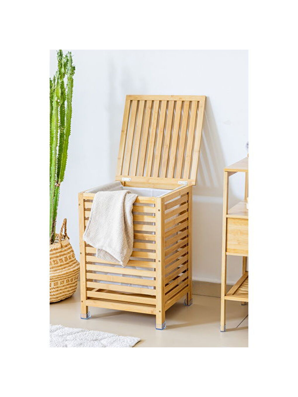 Bambu Çamaşır Sepeti - Bej - 90 lt