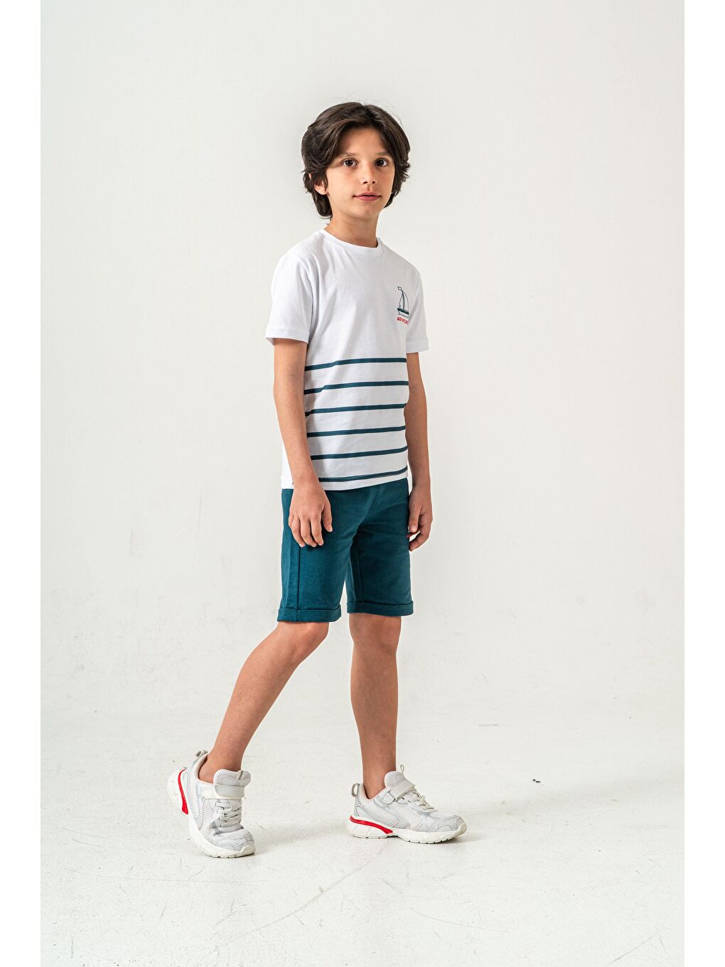 Yeşil Adventure Baskılı  Erkek Çocuk Şort - Tişört Takımı-2