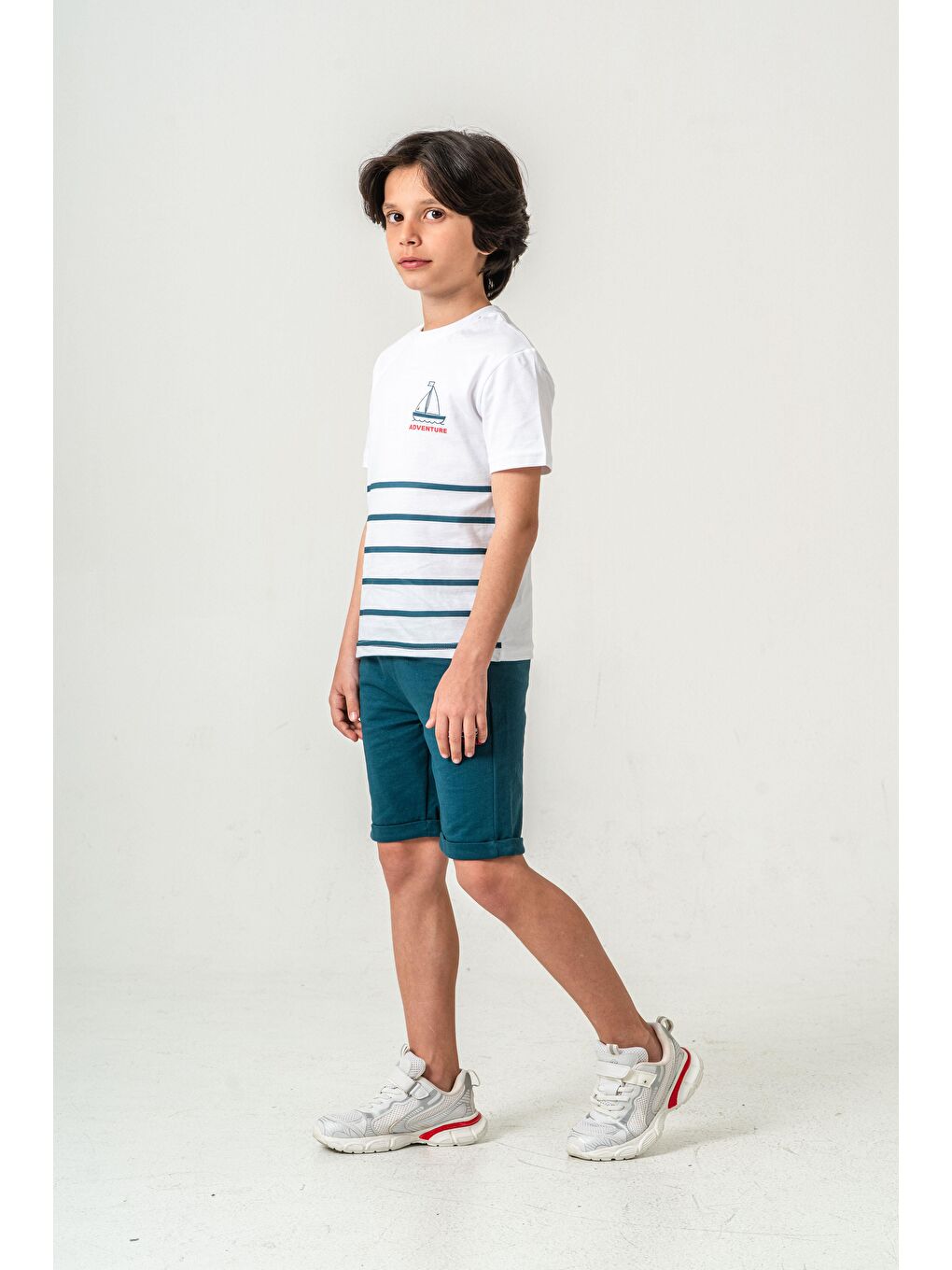 Yeşil Adventure Baskılı  Erkek Çocuk Şort - Tişört Takımı-3