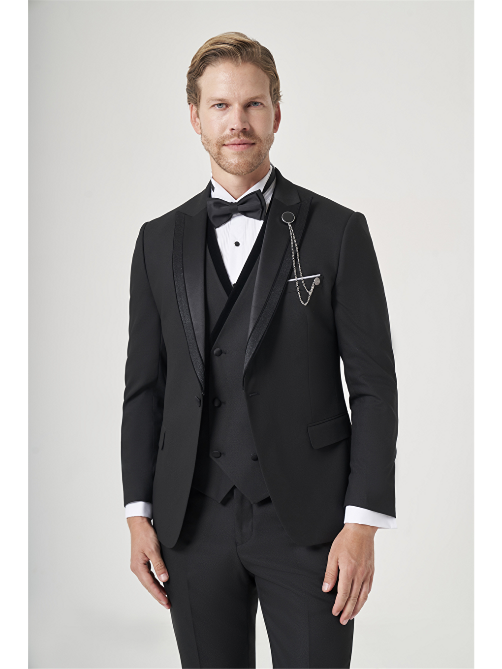 Siyah 6 Drop Slim Fit Esnek Yelekli Damatlık 1001260388-1