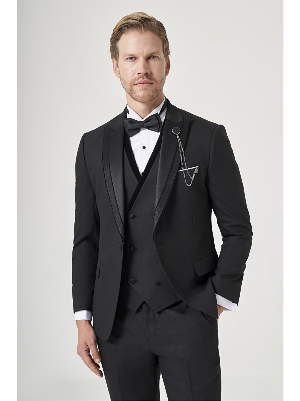 Siyah 6 Drop Slim Fit Esnek Yelekli Damatlık 1001260388-2