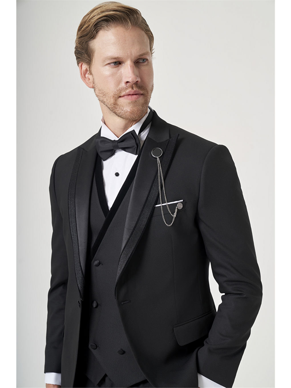 Siyah 6 Drop Slim Fit Esnek Yelekli Damatlık 1001260388-3