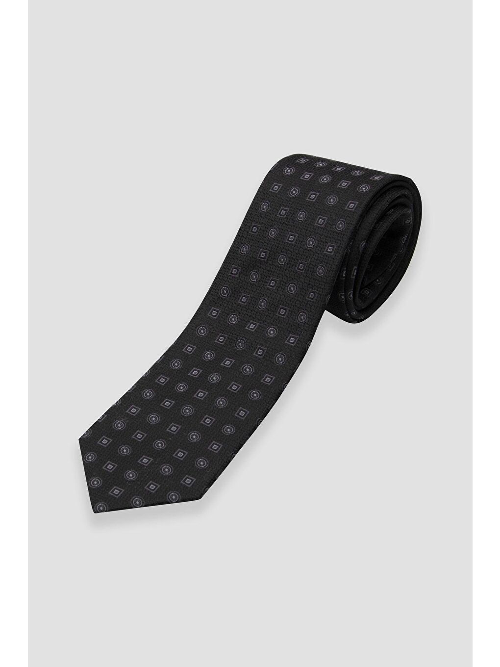 Kravat 8 Cm Mikrofiber Polyester Siyah Erkek Desenli Kravat