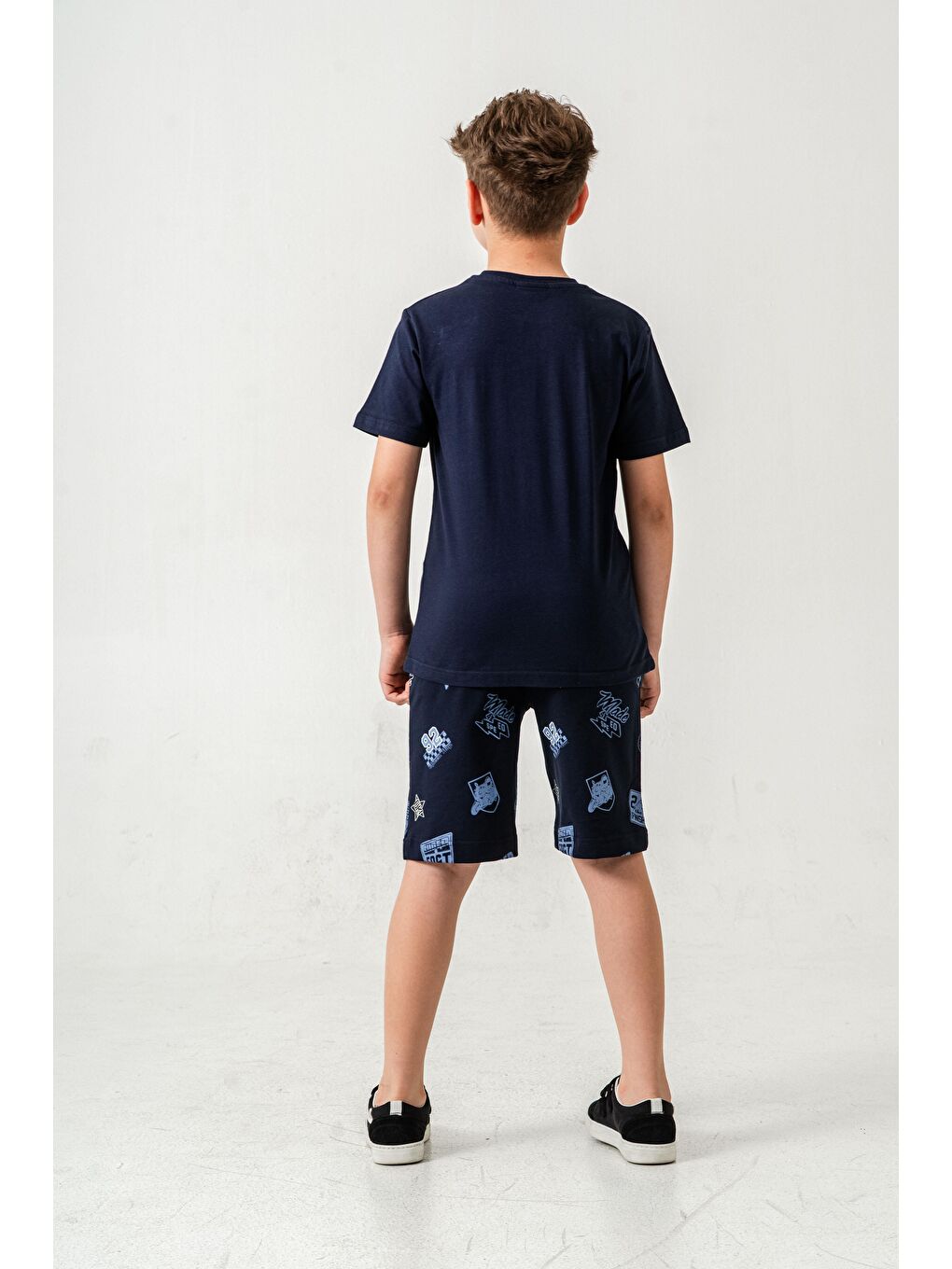 Lacivert Super Racer Baskılı Erkek Çocuk Şort - Tişört Takımı-3