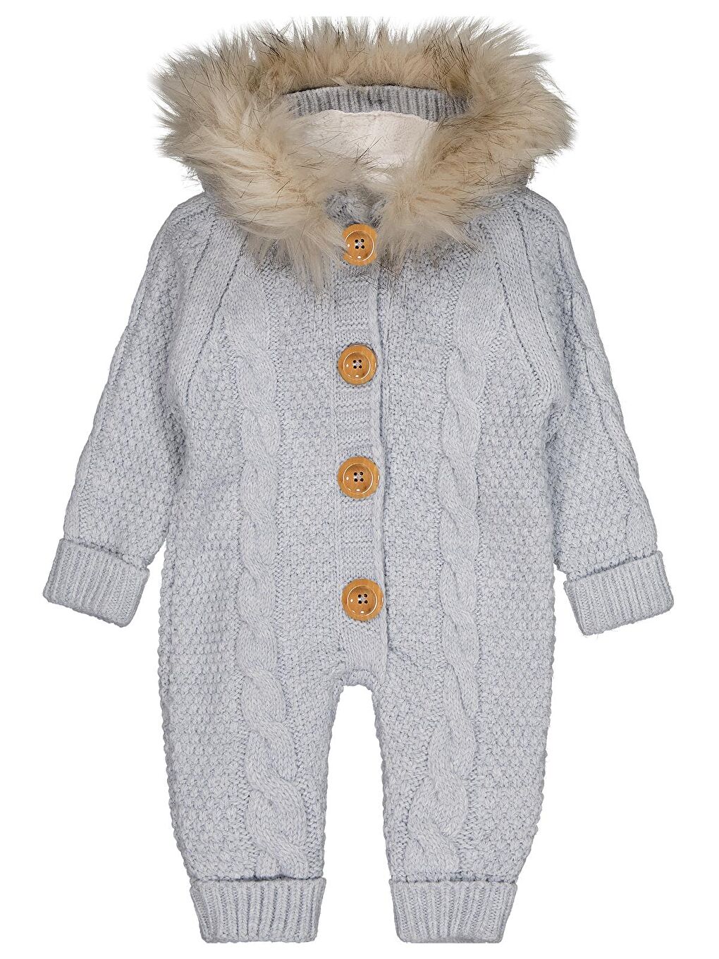 Beybek Kapüşonlu 3-12 Ay Tulum - Gri 9-12 Ay