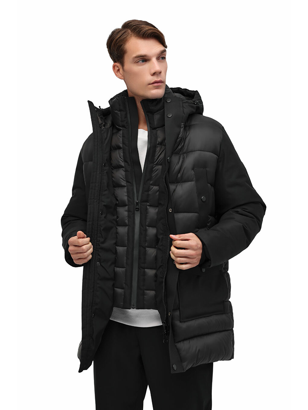 ML SOBOLD 3SBL01 5PR Siyah Erkek Uzun Şişme Mont