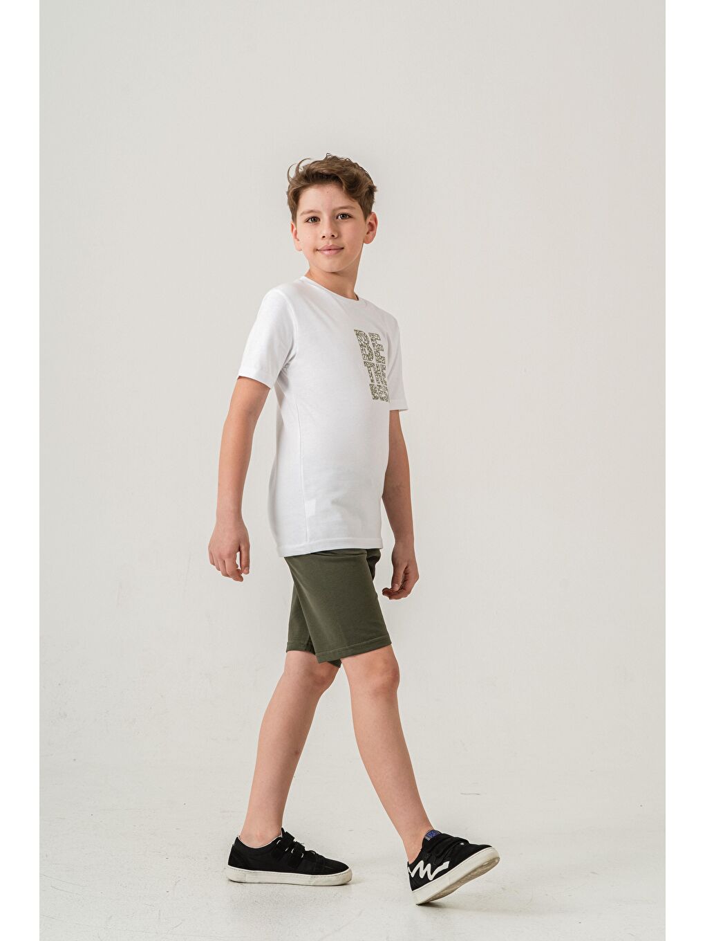 Haki Be The Best Baskılı  Erkek Çocuk Şort - Tişört Takımı-3