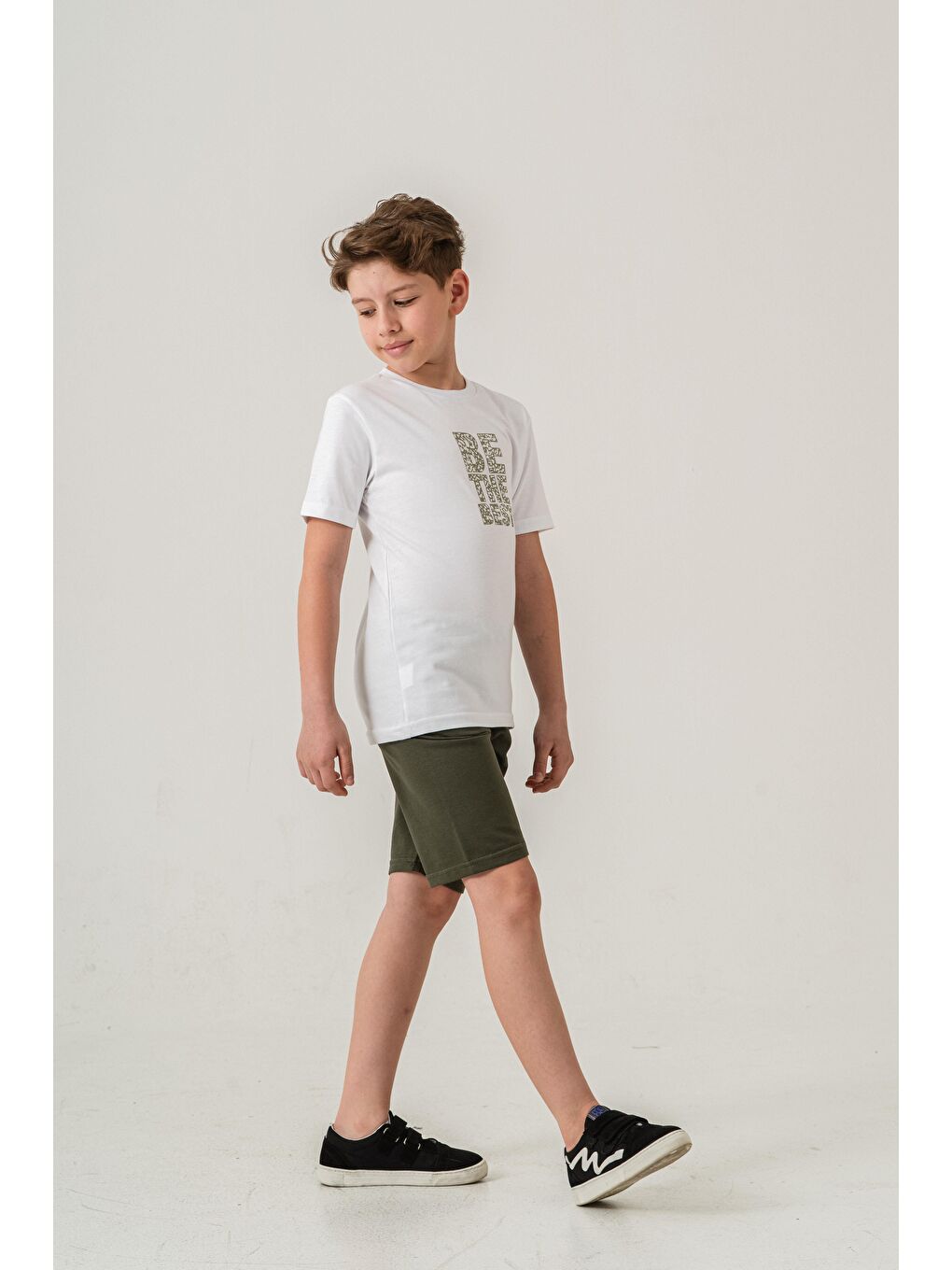 Haki Be The Best Baskılı  Erkek Çocuk Şort - Tişört Takımı-4