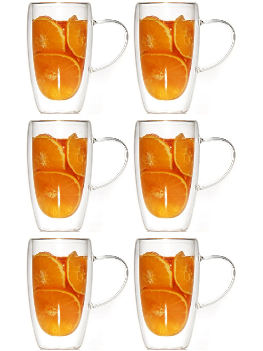 Renksiz Çift Cidarlı Kupa Seti 400 ml 6 Adet