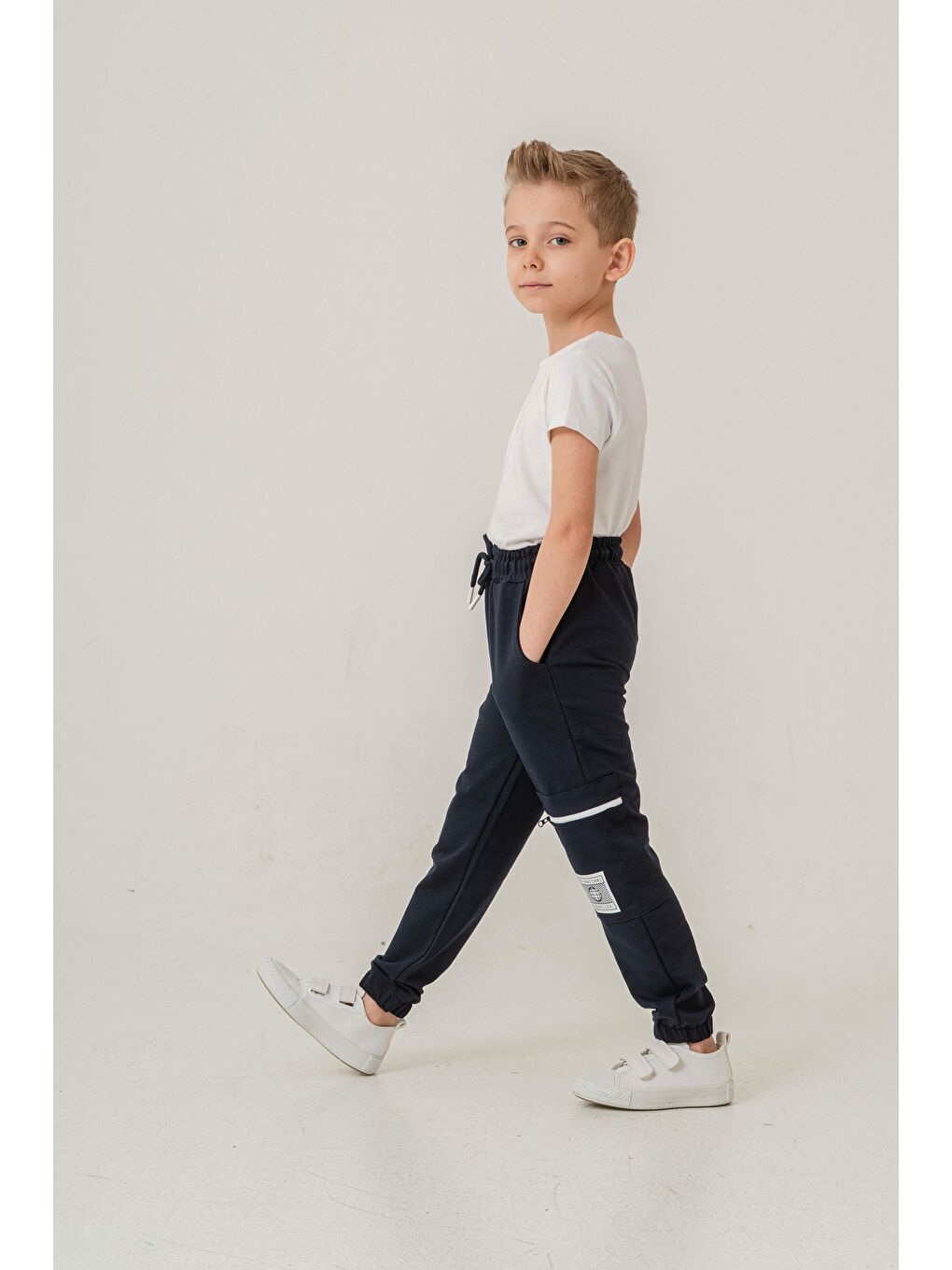 Lacivert Kargo Cepli Cep Kapagı International Traveller Baskılı Erkek Çocuk Eşofman Altı-2