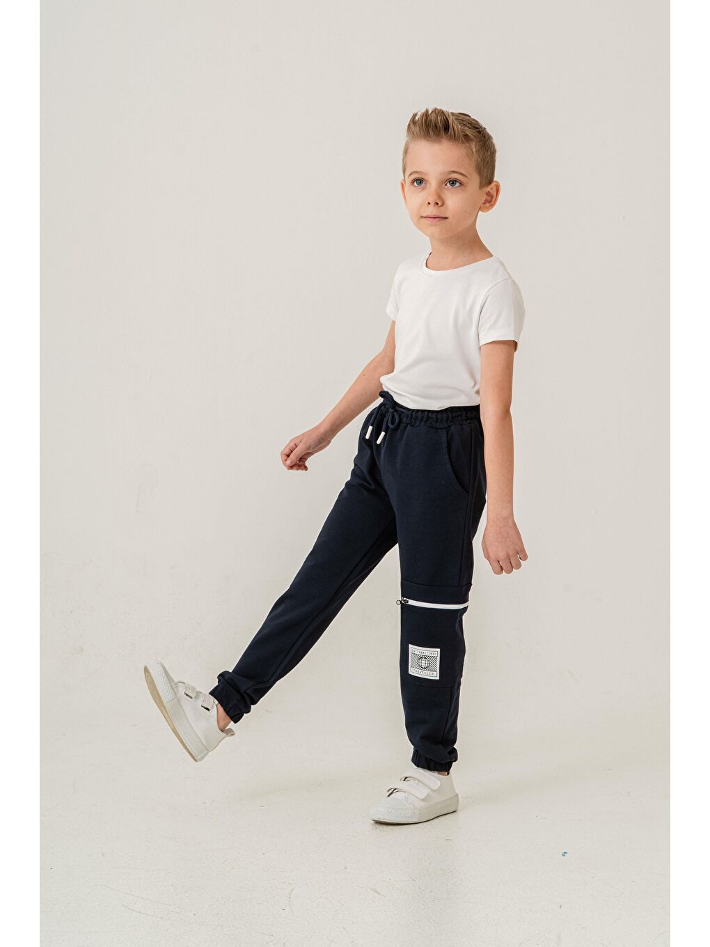 Lacivert Kargo Cepli Cep Kapagı International Traveller Baskılı Erkek Çocuk Eşofman Altı-4