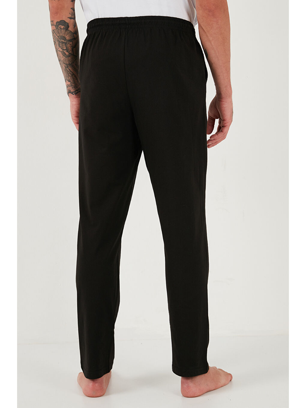 Siyah Pamuklu Regular Fit Normal Bel Düz Paça Cepli 2'li Paket %100 Pamuk Pijama Altı 6574003S2-4