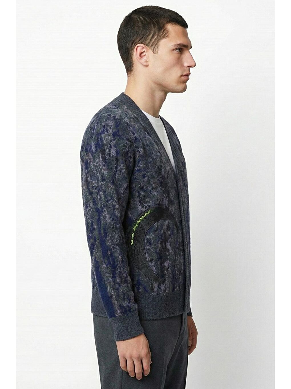 Giotelli Antrasit Regular Fit Desenli Yün Karışımlı Erkek Hırka-2