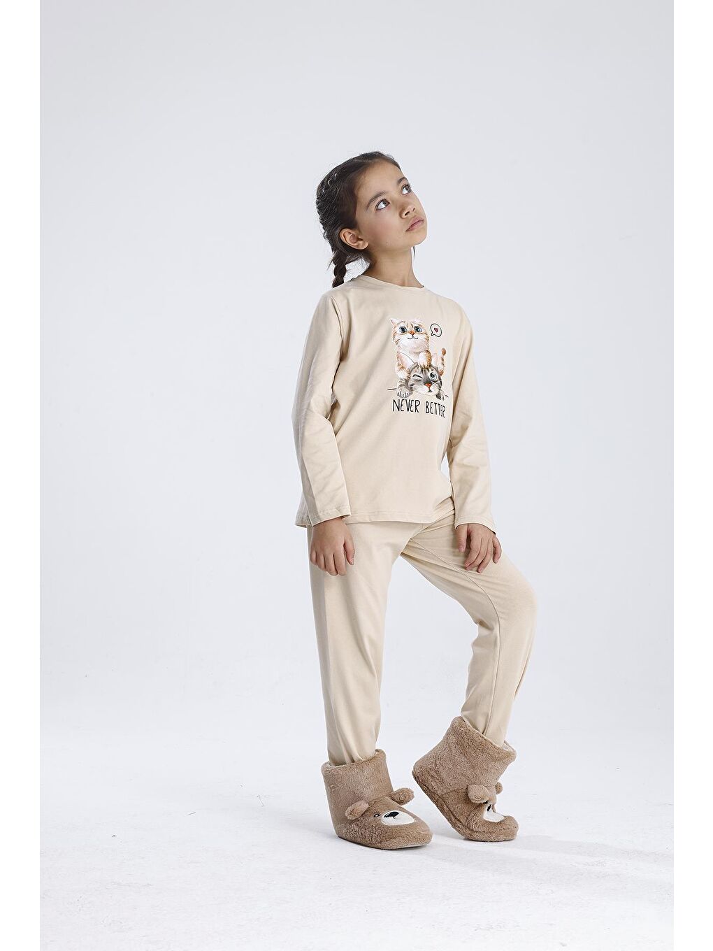 Bej Baskılı Pijama Takımı-2