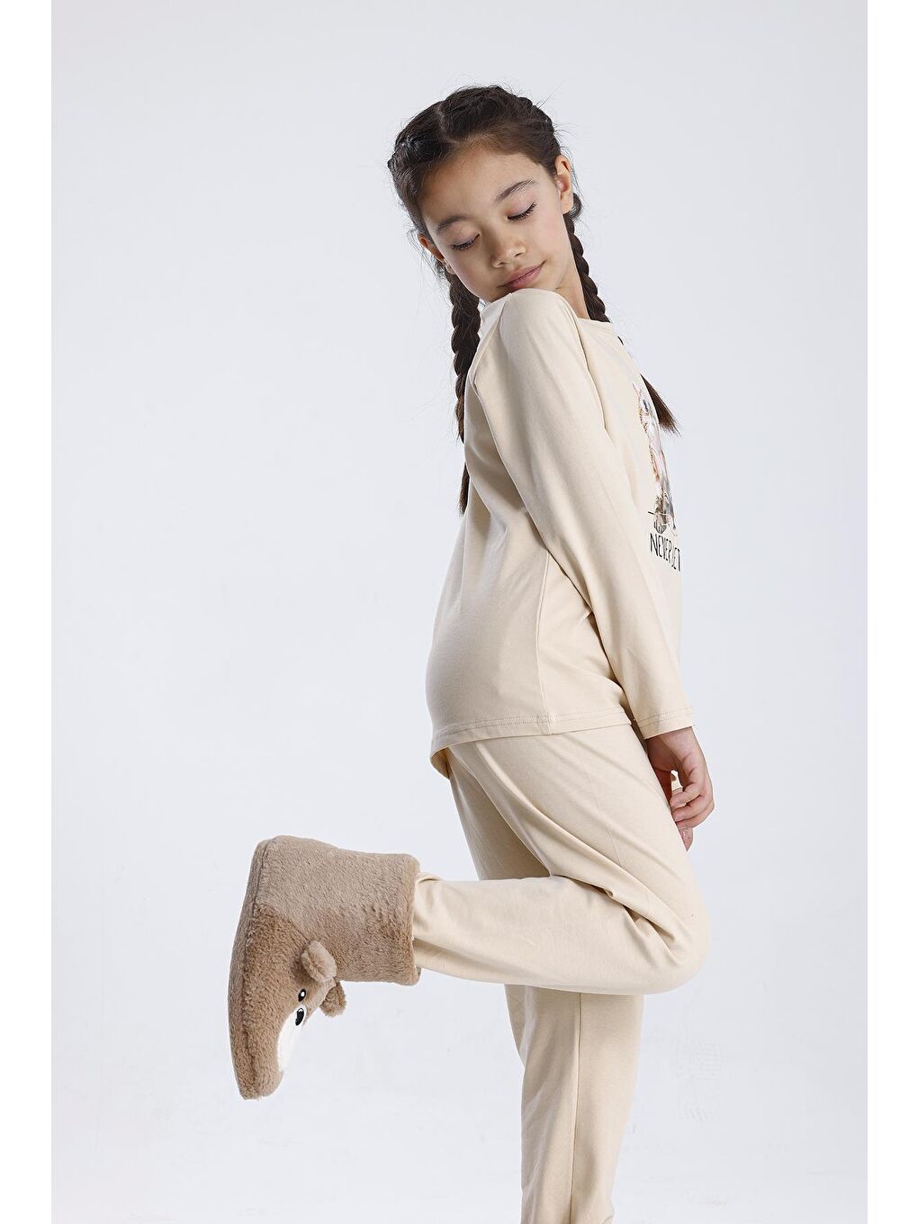 Bej Baskılı Pijama Takımı-3