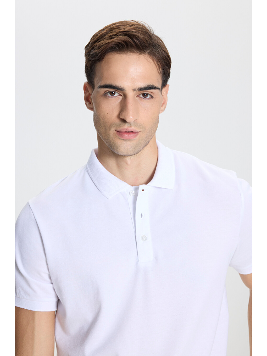 Erkek Beyaz-beyaz Pamuklu Slim Fit Dar Kesim Polo Yaka Tişört-2