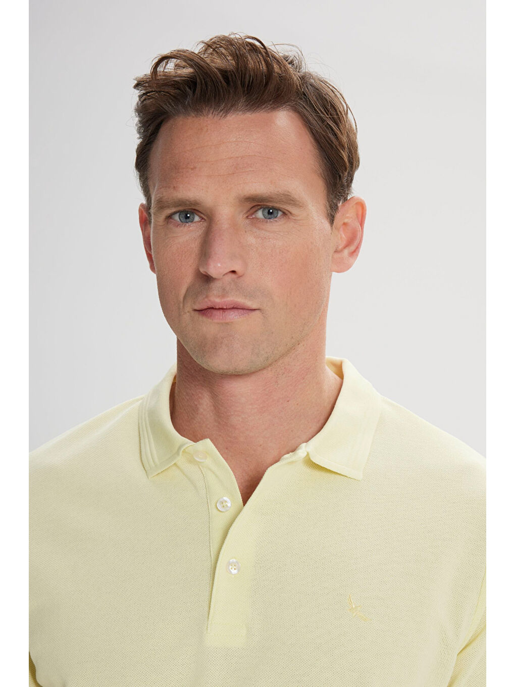 Erkek Sarı Slim Fit Dar Kesim Polo Yaka %100 Pamuk Kısa Kollu Tişört-2
