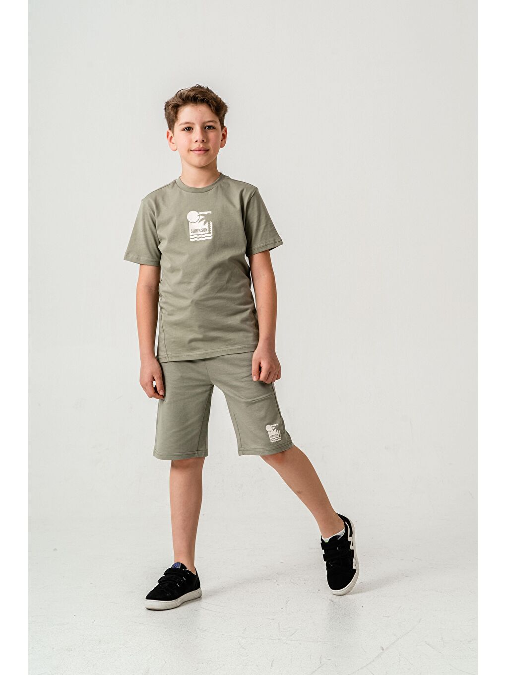 Yeşil Surf & Sun Baskılı Erkek Çocuk Şort - Tişört Takımı