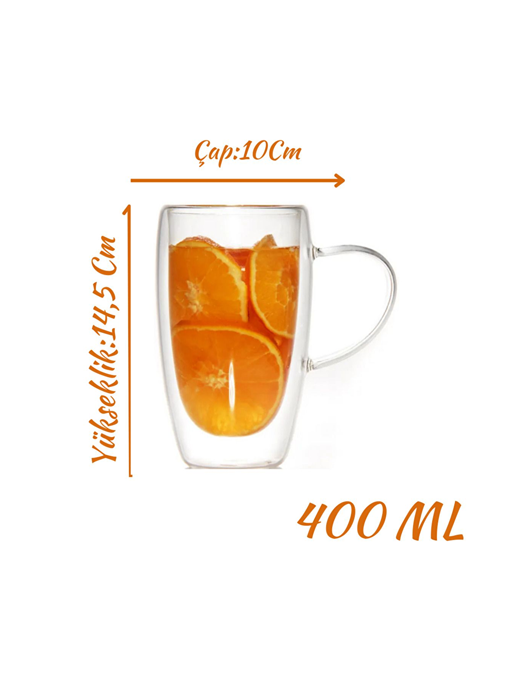 Renksiz Çift Cidarlı Kupa Seti 400 ml 6 Adet-2