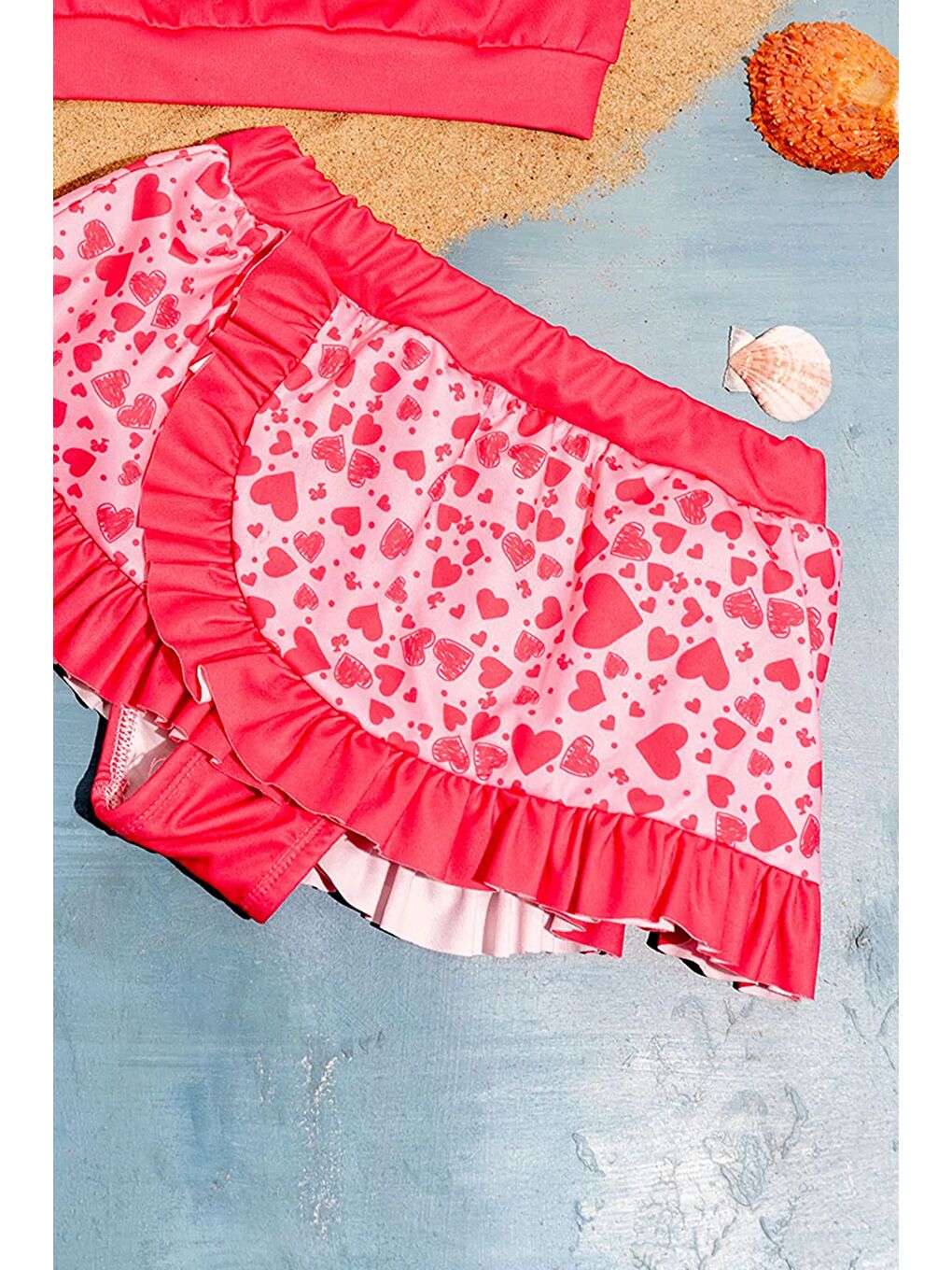 Kırmızı Kız Çocuk Fiyonk Detaylı Mayo Bikini Takım-2