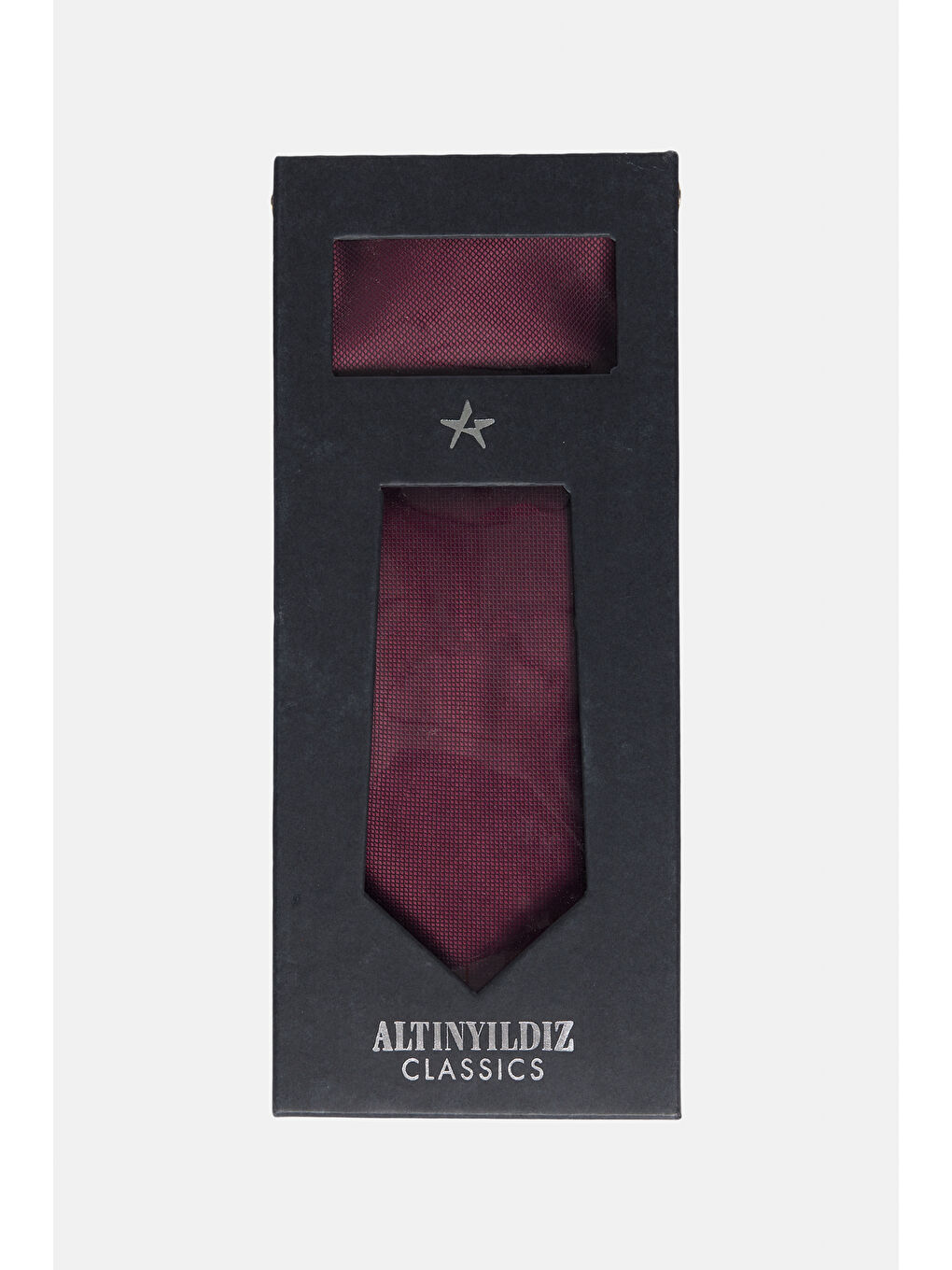 Erkek Bordo Kravat-Mendil Set