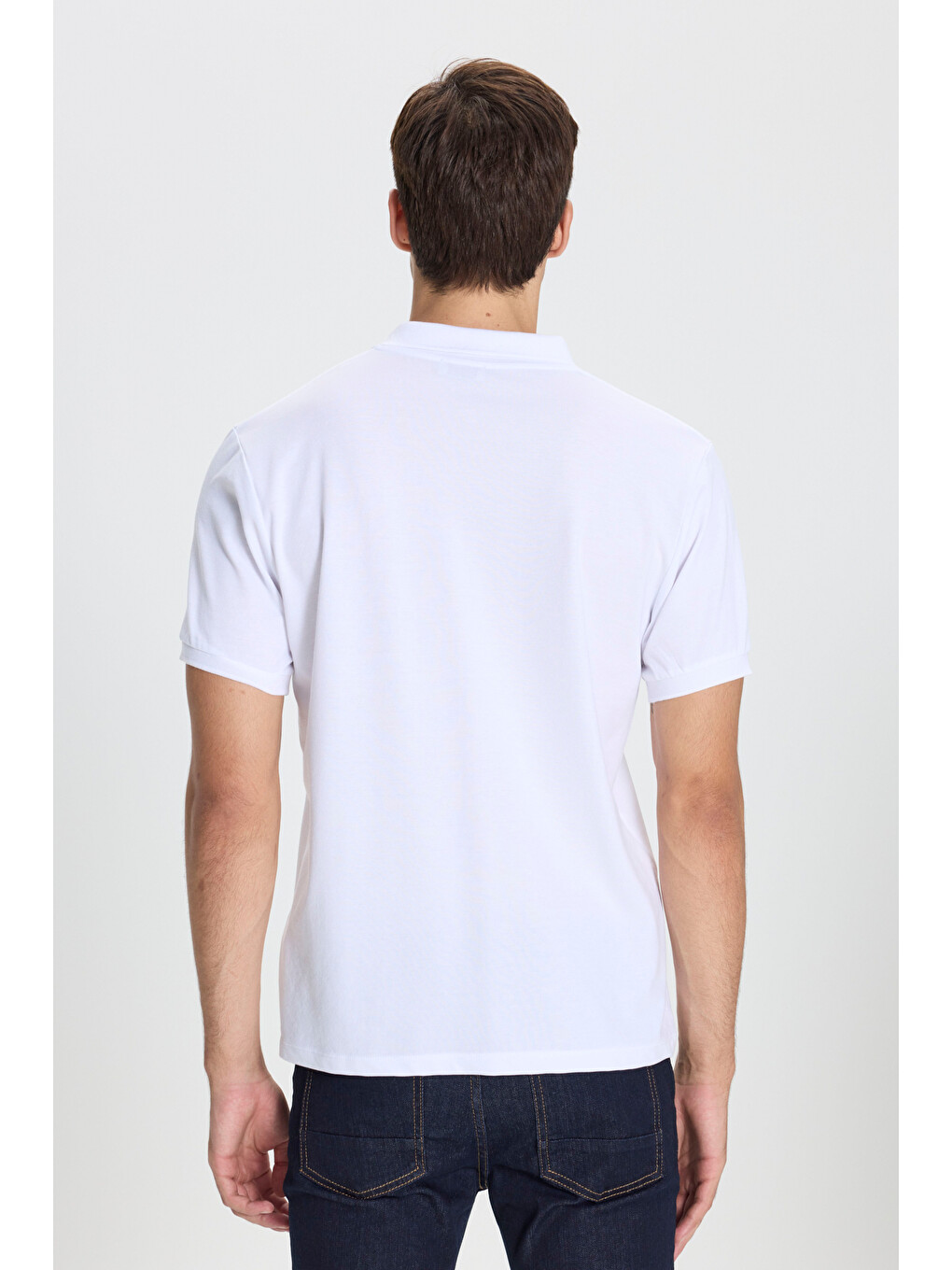 Erkek Beyaz-beyaz Pamuklu Slim Fit Dar Kesim Polo Yaka Tişört-4