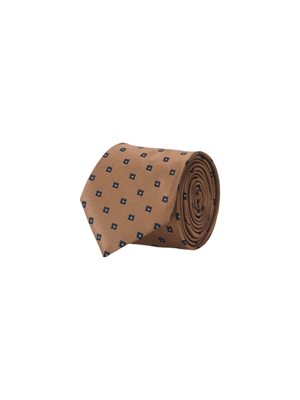 Erkek Bej-Lacivert Desenli Klasik Kravat
