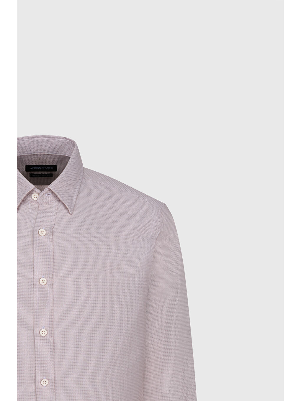 Erkek Bej Pamuklu Oxford Slim Fit Dar Kesim Gizli Düğmeli Yaka Armürlü Gömlek-1