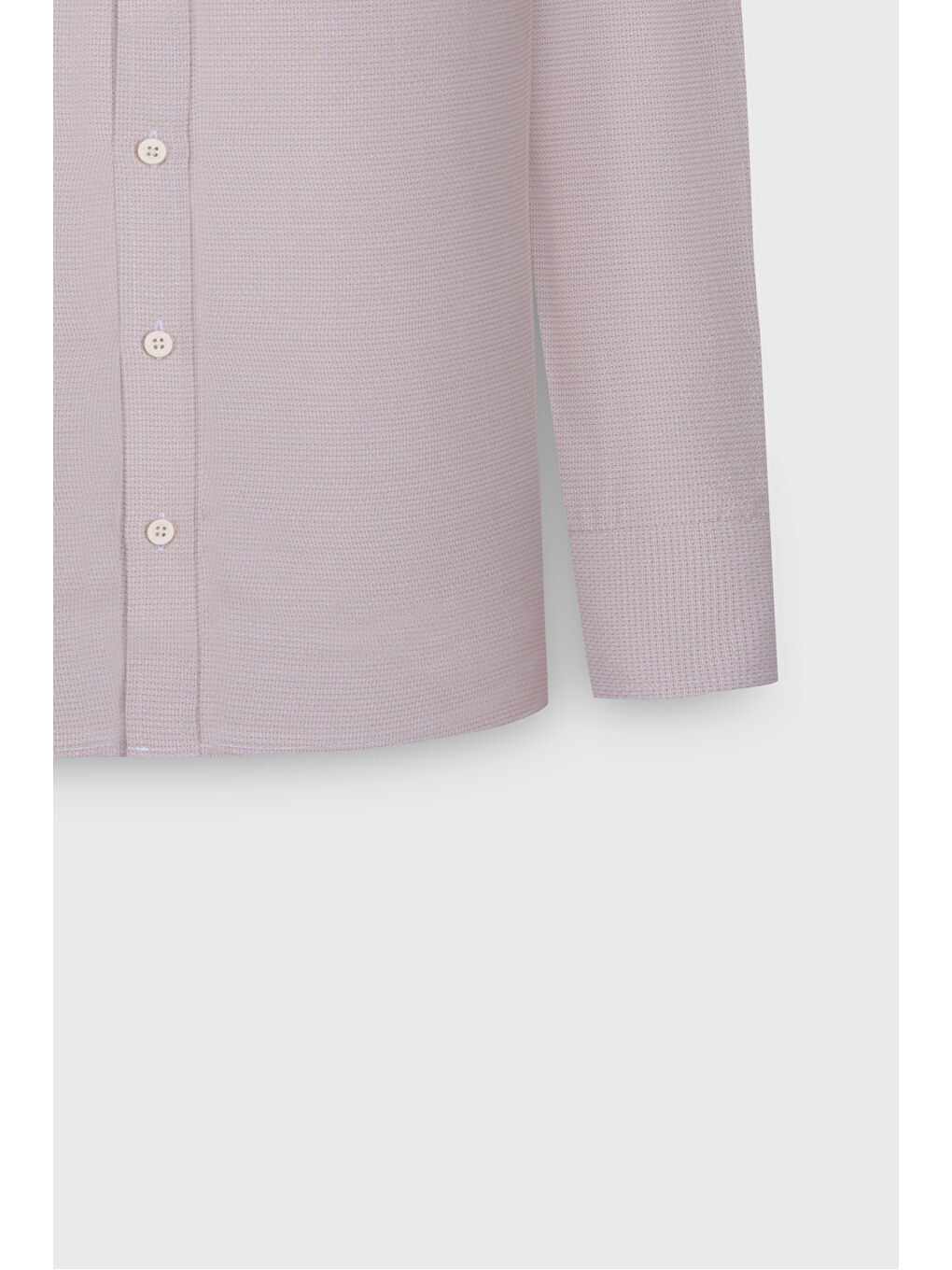 Erkek Bej Pamuklu Oxford Slim Fit Dar Kesim Gizli Düğmeli Yaka Armürlü Gömlek-2