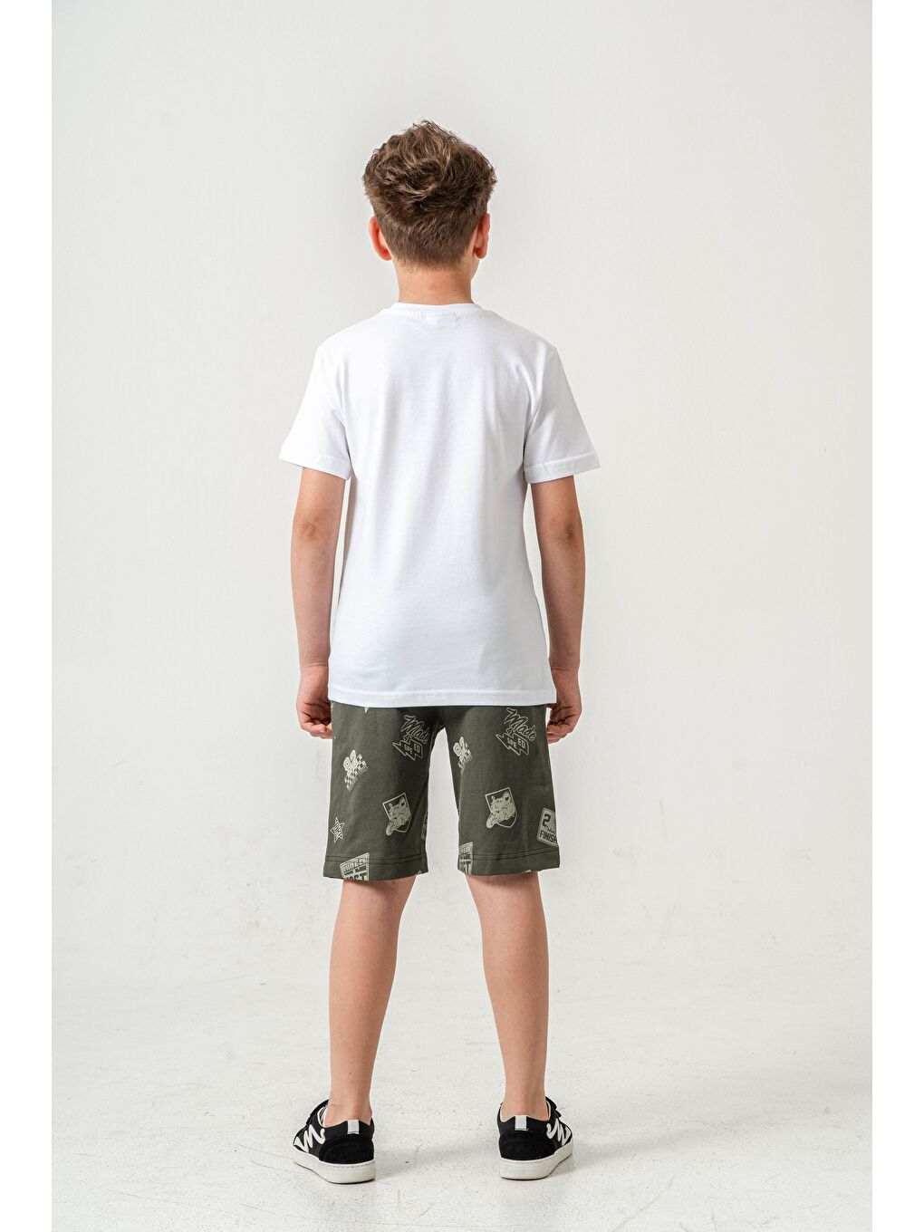 Haki Super Racer Baskılı Erkek Çocuk Şort - Tişört Takımı-4