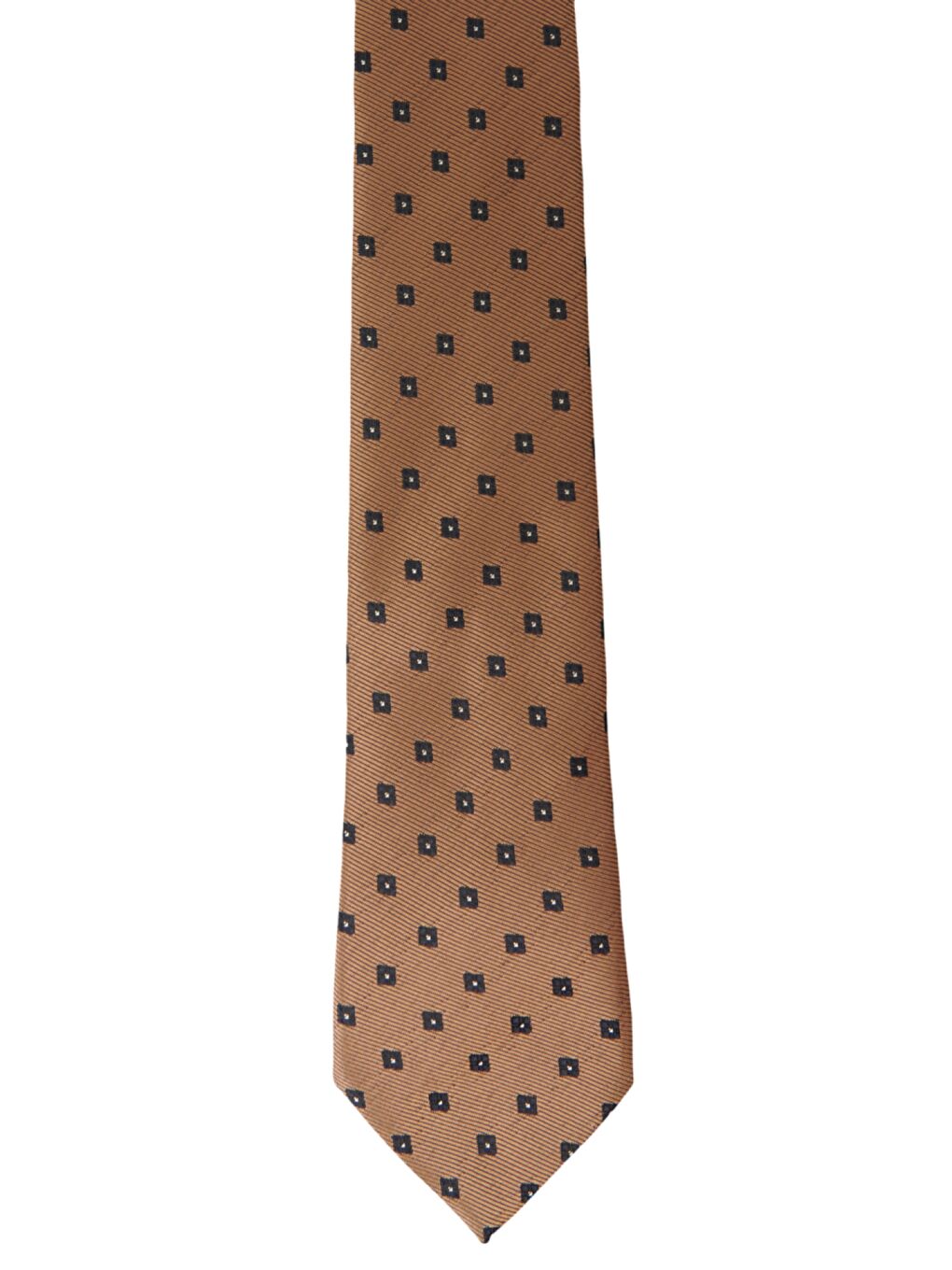 Erkek Bej-Lacivert Desenli Klasik Kravat-1