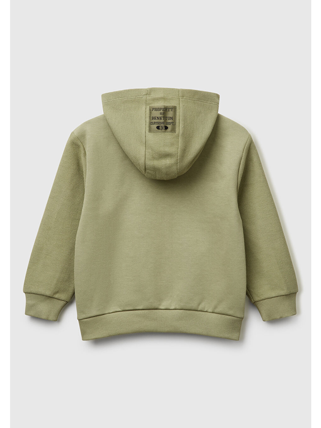 Erkek Çocuk Haki Fermuarlı Yama Cepli Kapüşonlu Sweatshirt-1