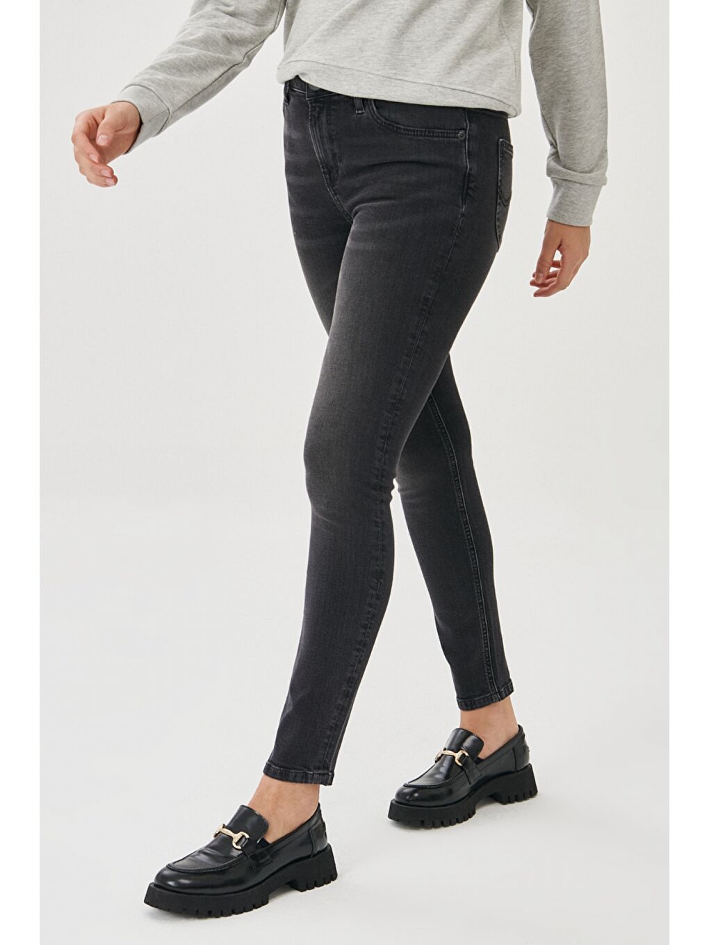 Antrasit Scarlett High Skinny Fit Denim Esnek Jean Jean Pantolon