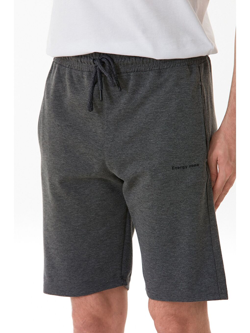 Antrasit Energy Zone Yazı Baskılı Cepli Şort-4