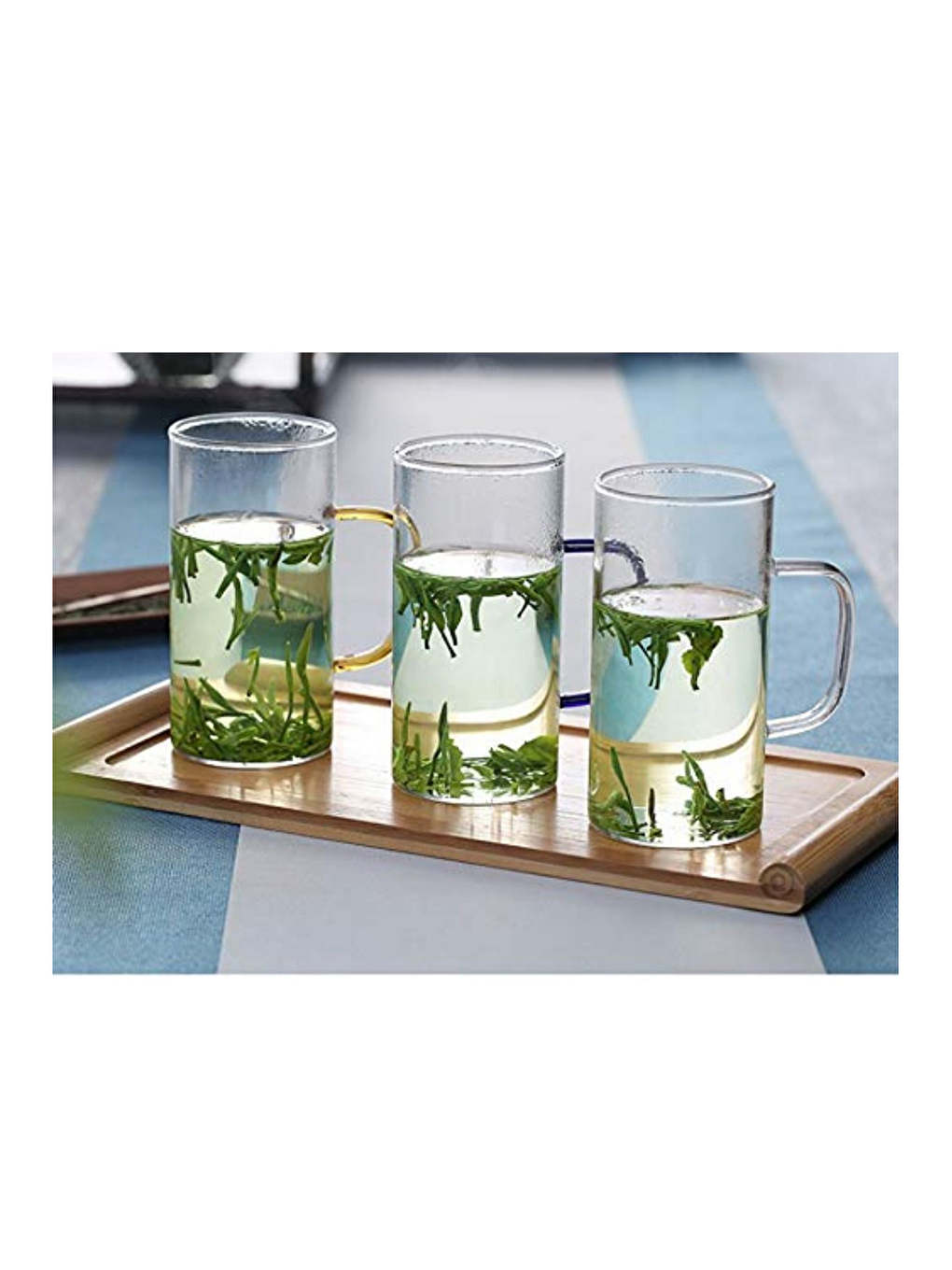 Renksiz Yeşil Renk Yuvarlak Cam Kulplu Kupa 400 ml 6 Adet-5