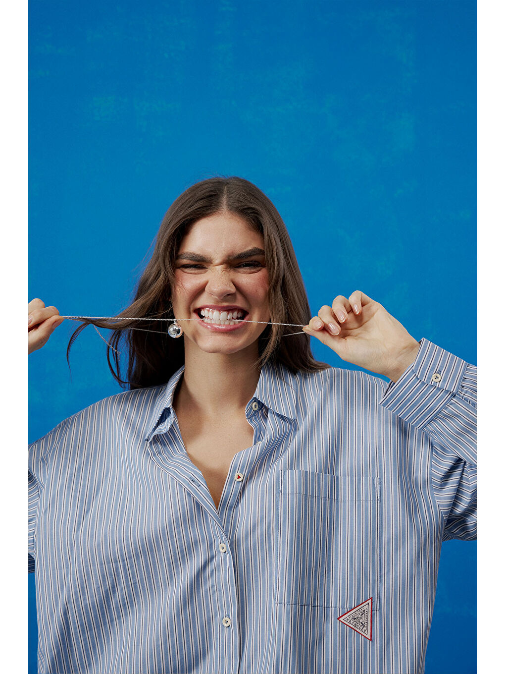 Loose Fit Rahat Kesim %100 Pamuk İndigo Gömlek