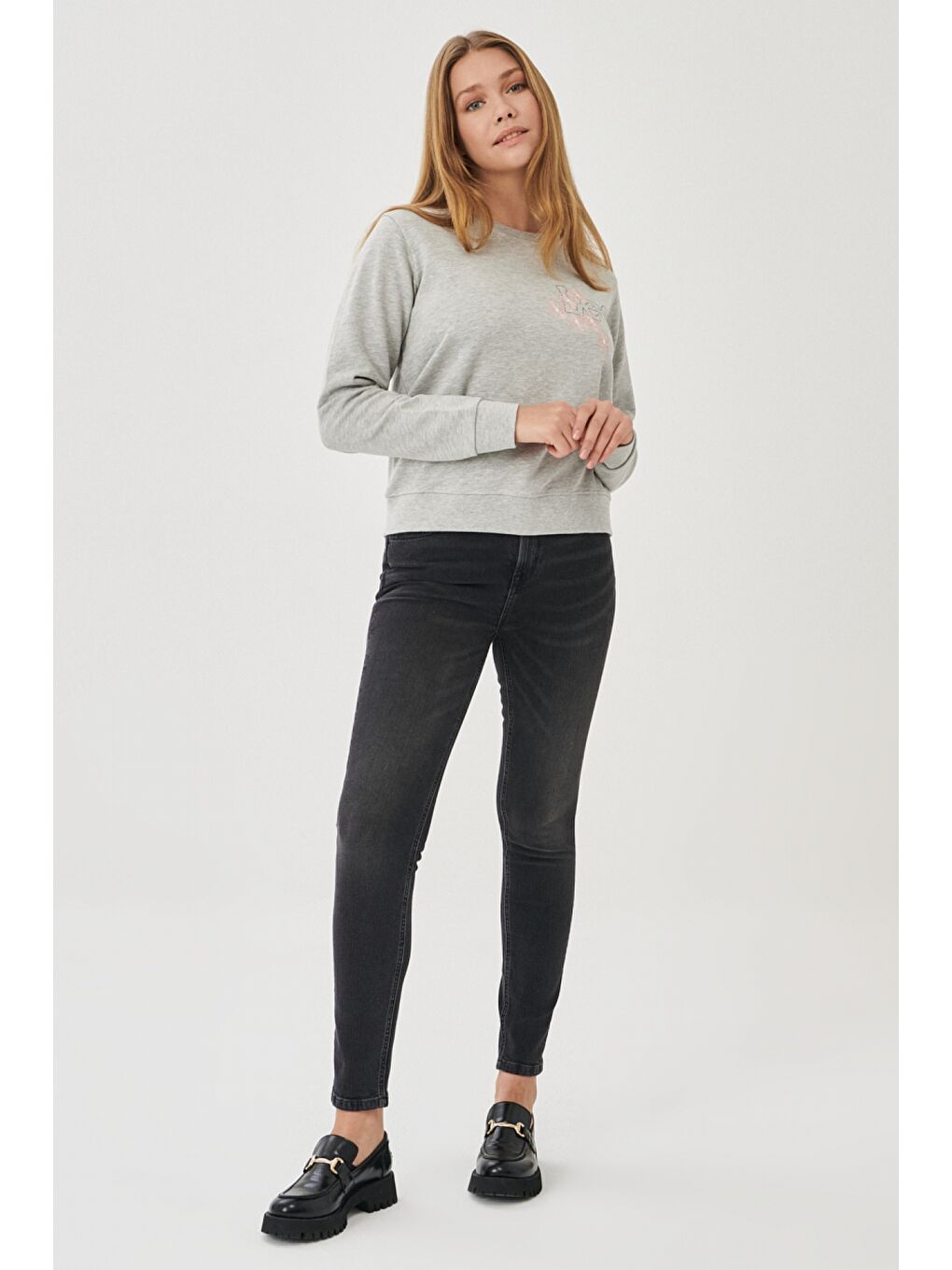 Antrasit Scarlett High Skinny Fit Denim Esnek Jean Jean Pantolon-1