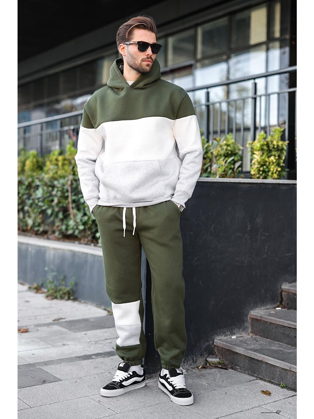 Haki Kapüşonlu Erkek Eşofman Takımı 5926-2