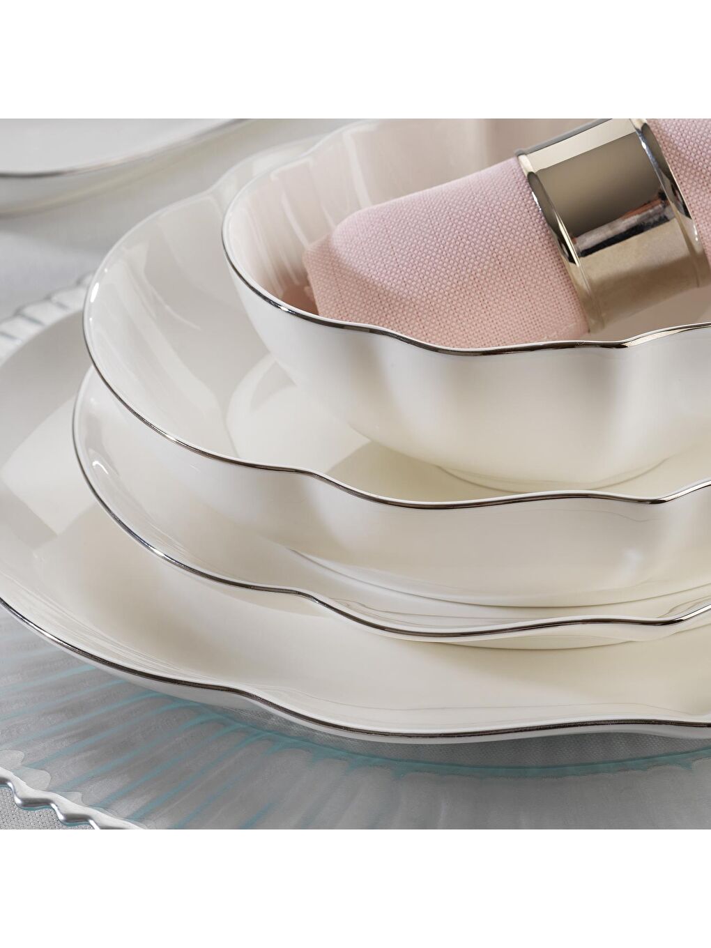 Gri Lina Bone Yemek Takımı 56 Parça-Platin-2