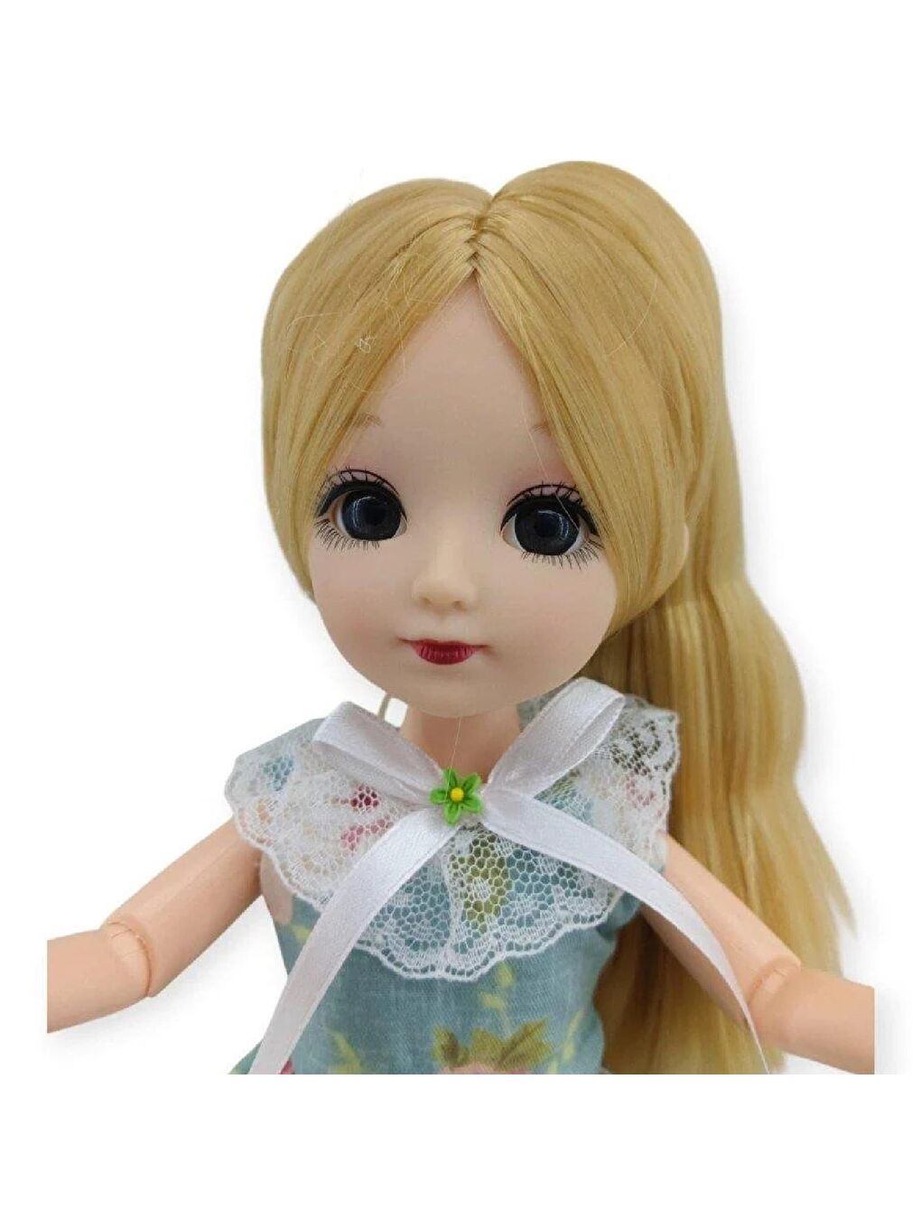 Anbibi Çanta ve Ayakkabı Aksesuarlı Hareketli Bebek Sarı Saçlı Yeşil Elbiseli-2