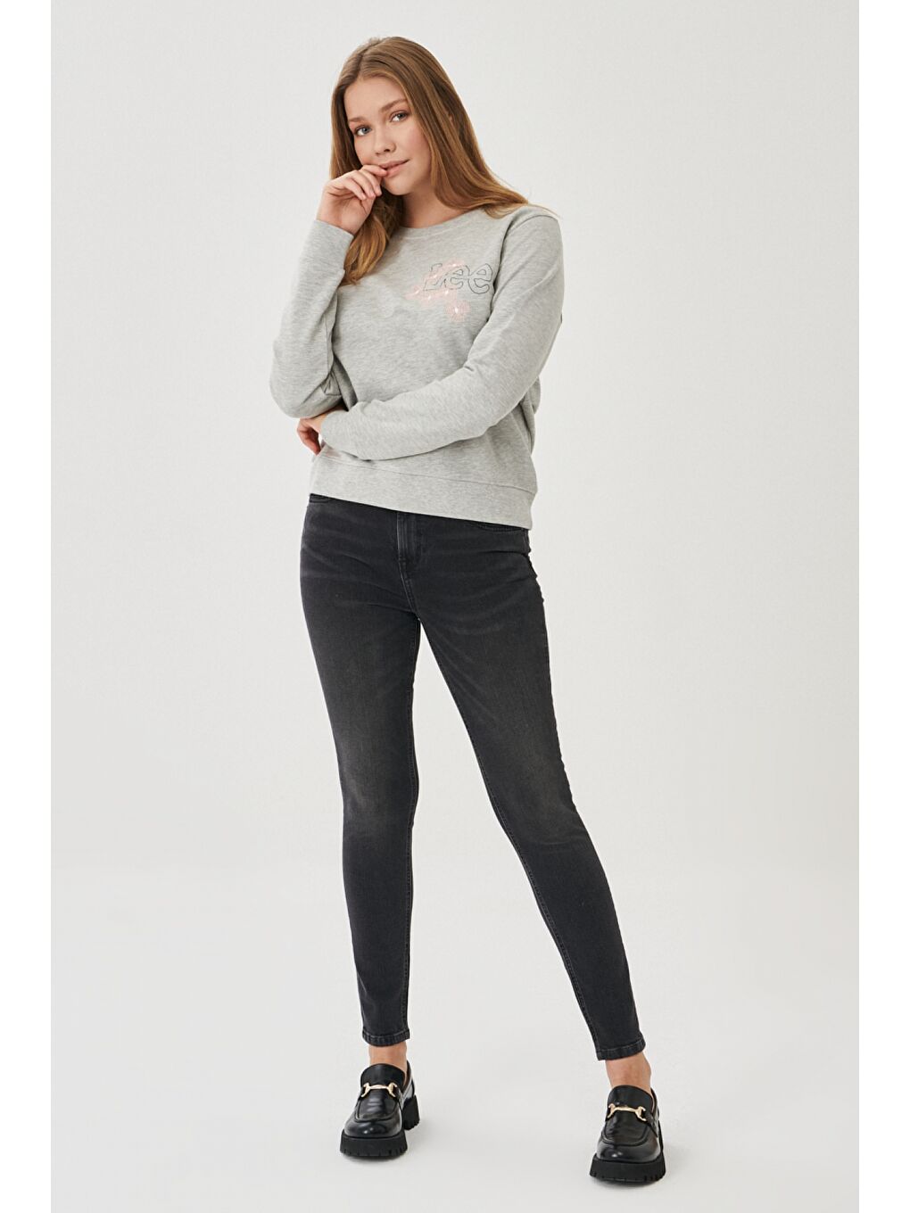 Antrasit Scarlett High Skinny Fit Denim Esnek Jean Jean Pantolon-2