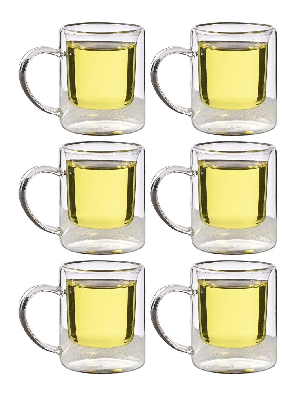 Renksiz Çift Cidarlı Borosilikat Cam Kupa 200 ml 6 Adet-1837