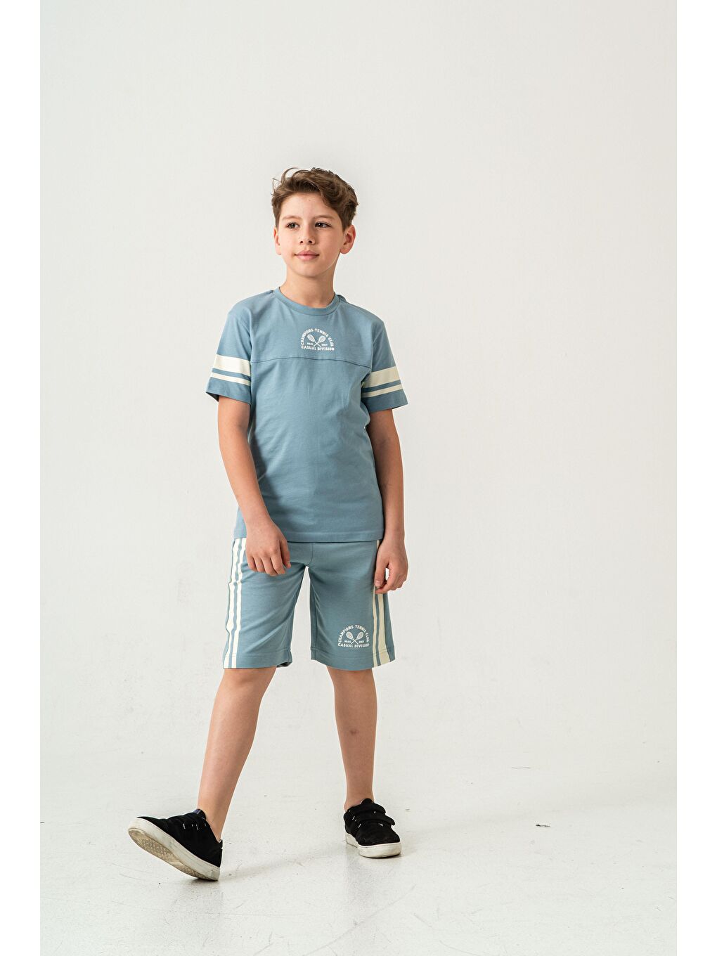 Petrol Champions Tennis Club Casual Division Baskılı  Erkek Çocuk Şort - Tişört Takımı-1