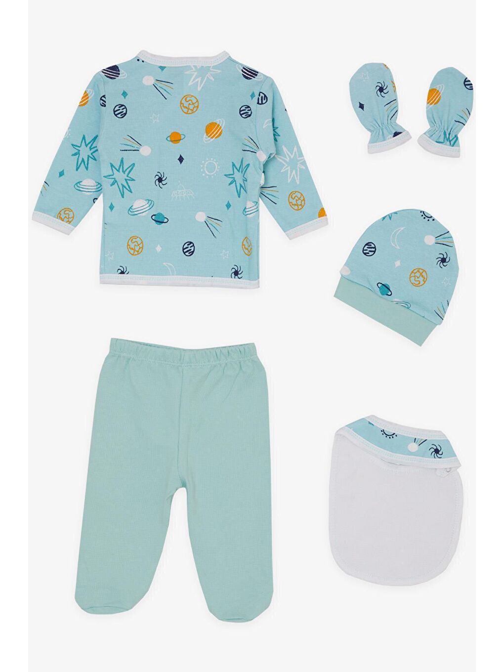 Erkek Bebek Hastane Çıkışı 5 li Galaksi Temalı Bebe Mavisi (0-3 Ay)-1