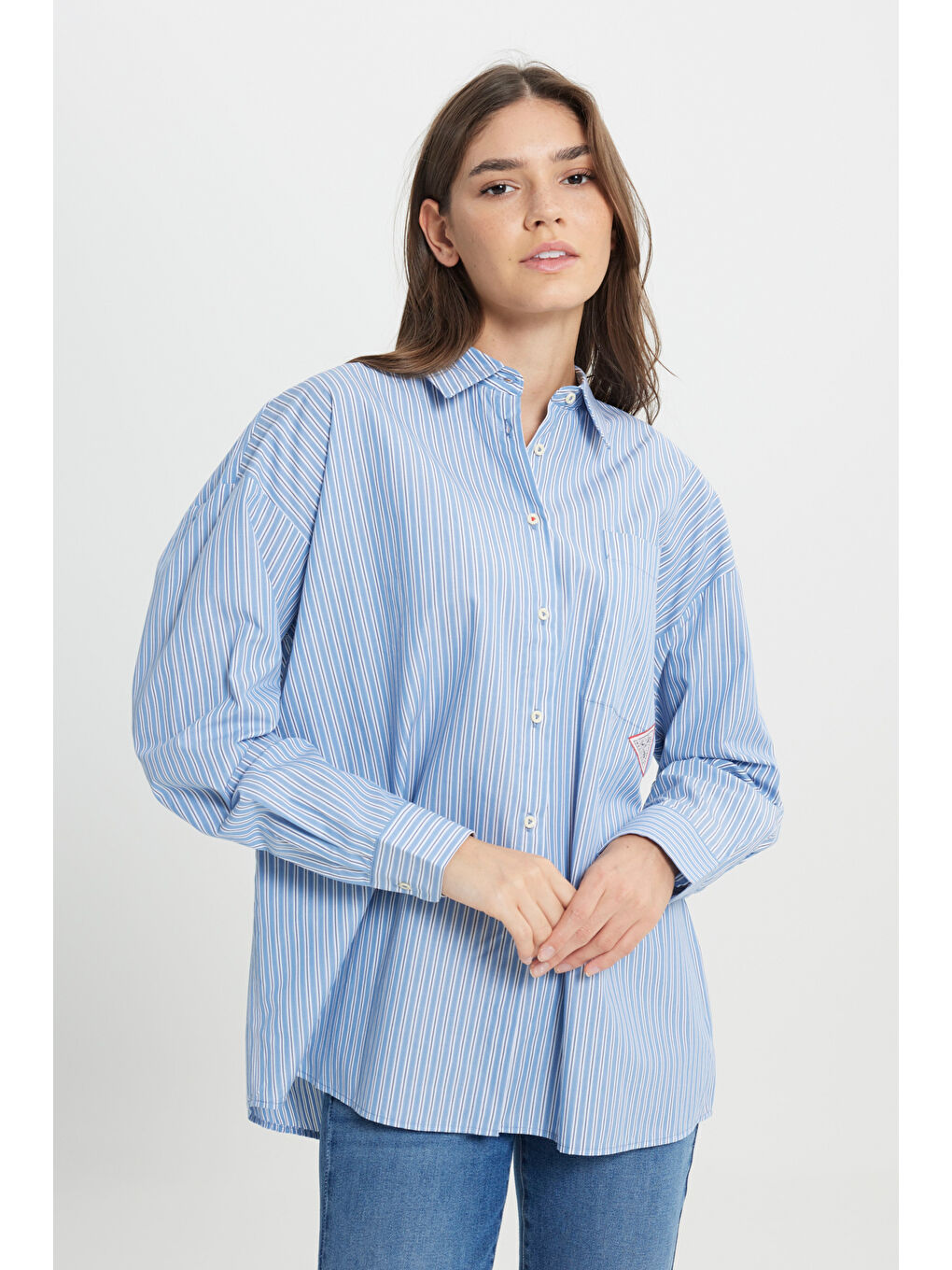 Loose Fit Rahat Kesim %100 Pamuk İndigo Gömlek-2