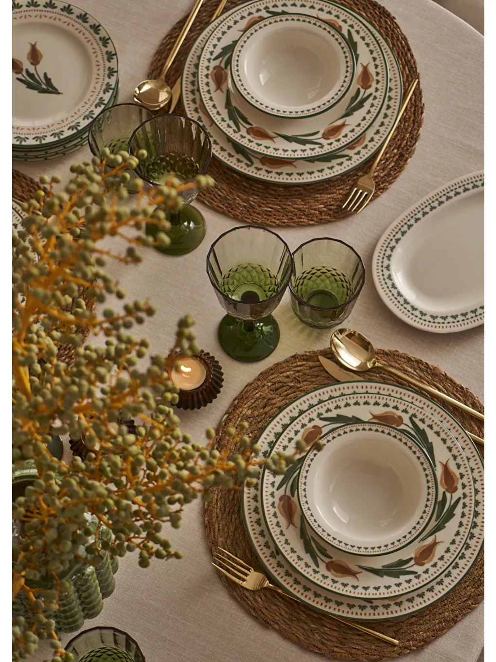 Karışık Tulip Porselen 24 Parça 6 Kişilik Yemek Takımı-3