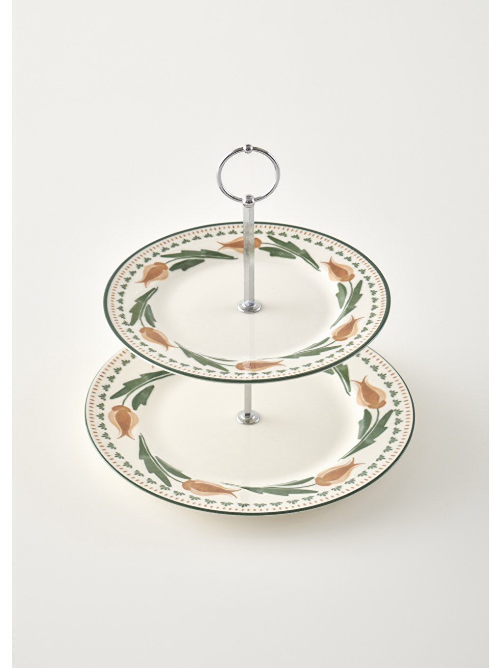 Karışık Tulip Porselen 2 Katlı Kurabiyelik