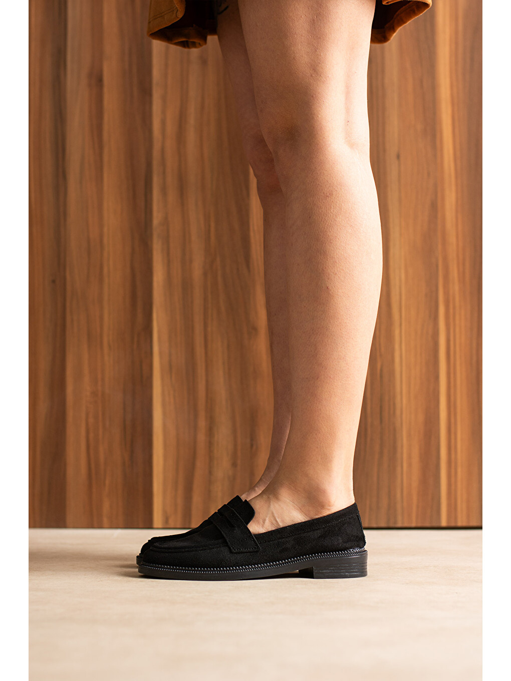 Siyah Marlena Kadın Günlük Süet Loafer Ayakkabı-3