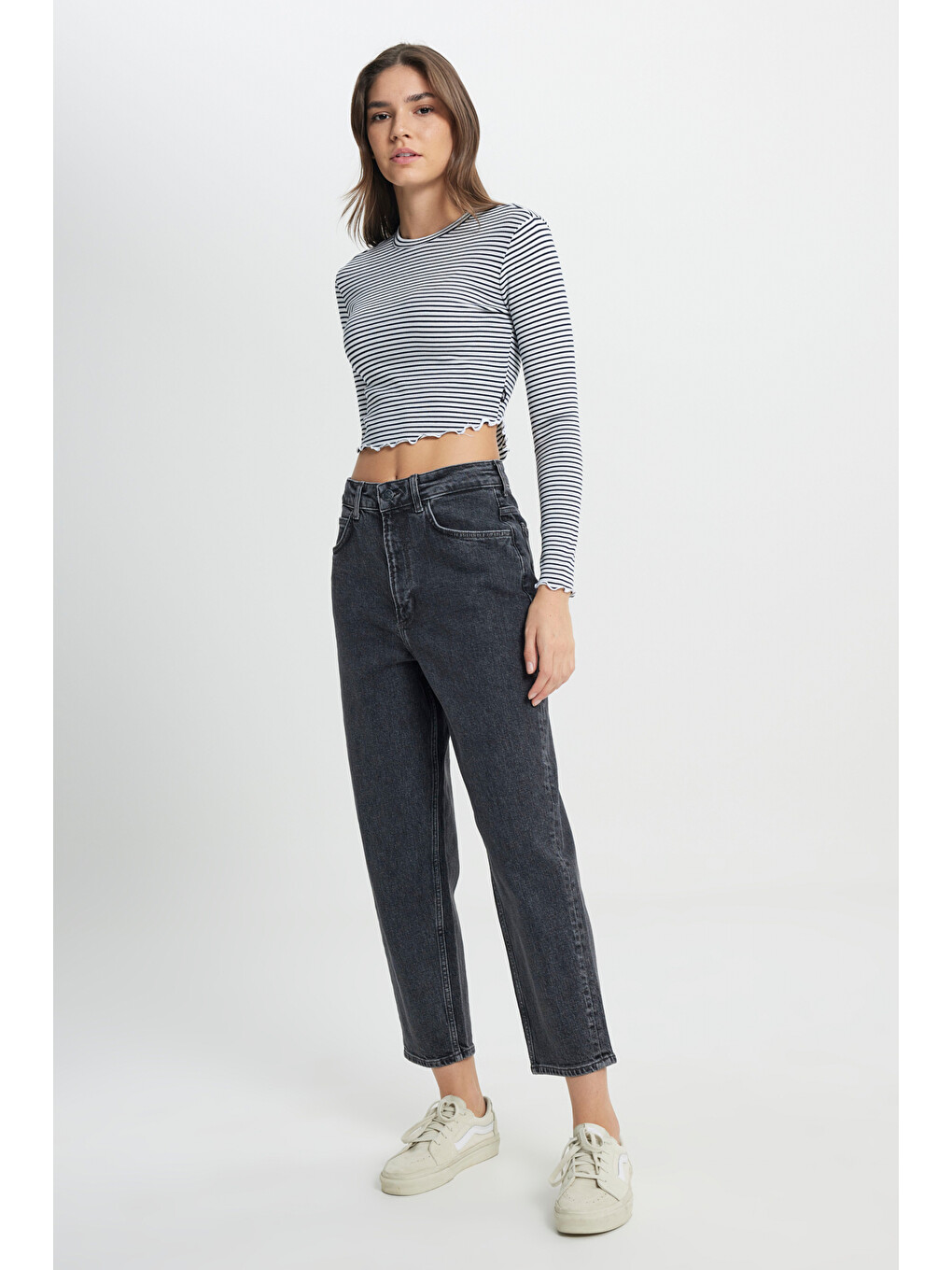 Antrasit Regular Fit Normal Bel Esnek Jean Pantolon-1
