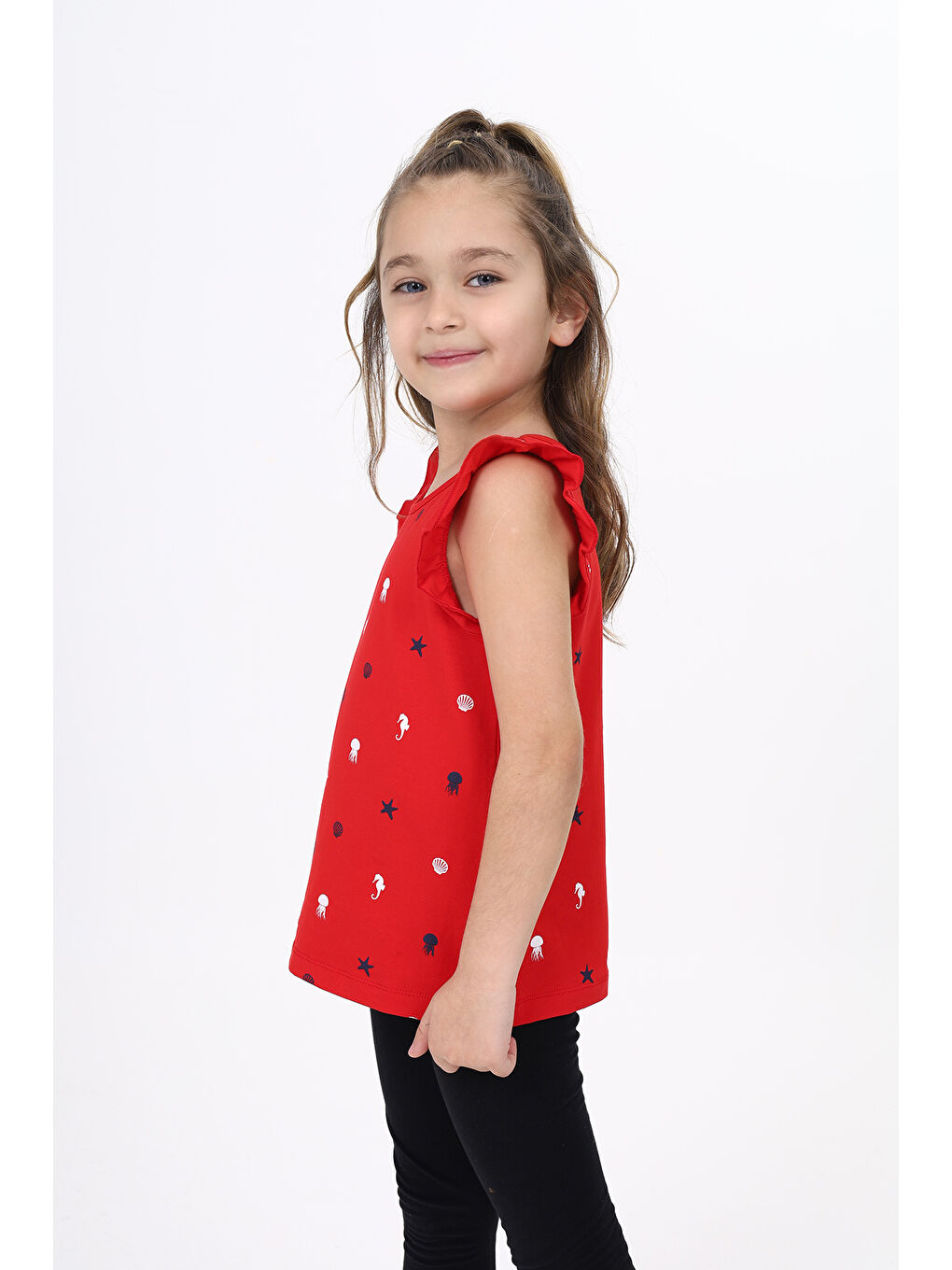 Kırmızı Kız Çocuk Baskılı Atlet-1